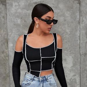 Shein Stiches Cut out Shirt